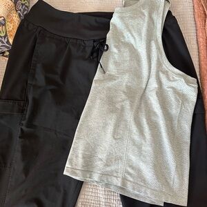 Black Joggers and Muted Sage Tank Top Set